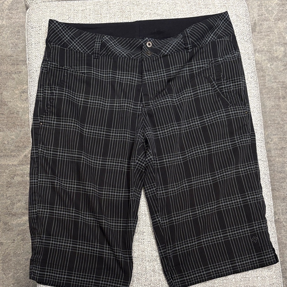 Women’s Black Plaid Flat Front Shorts